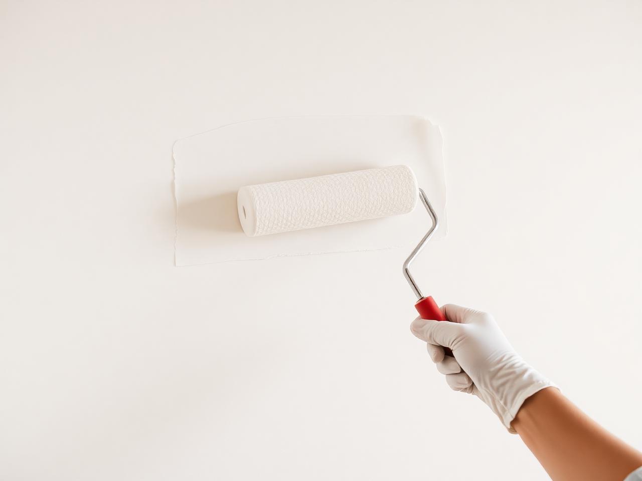 Application de peinture au rouleau sur un mur intérieur